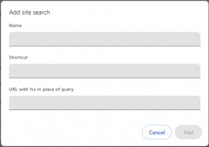 Add Site Search Dialogue from Google Chrome.